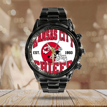 Discover KC Chiefs Football Team Calendar Steel Band Watch