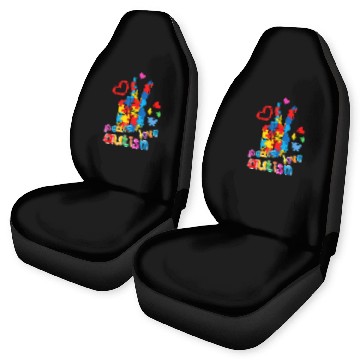Discover Autism Day Puzzle Ribbon Peace Love Neurodiverse Baseball Tees Car Seat Covers