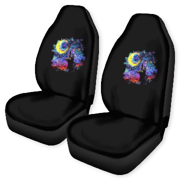 Discover Haunted House with Moon and border Starry Night Art by Aja Baseball Tees Car Seat Covers