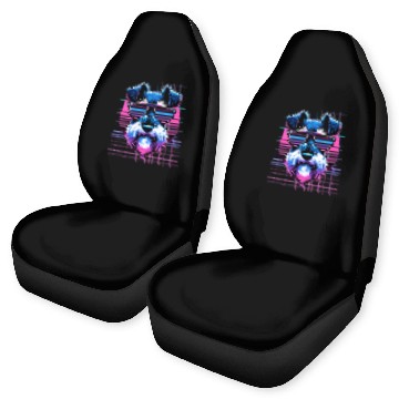 Discover Schnauzer Pet Vaporwave Synthwave Mini Schnauzer Retro Miniature Zip Car Seat Covers
