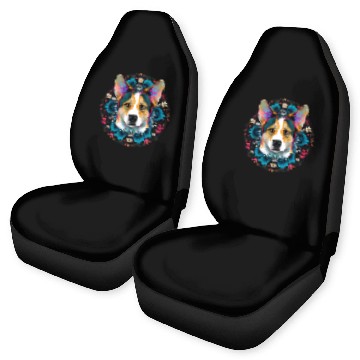 Discover Corgi Pet Dog Face Colorful Mandala Rainbow Yoga Pattern 3 Car Seat Covers