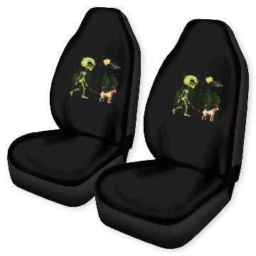 Discover Funny Rat Terrier Alien Walking UFO Pet Dog Mom Dad Car Seat Covers