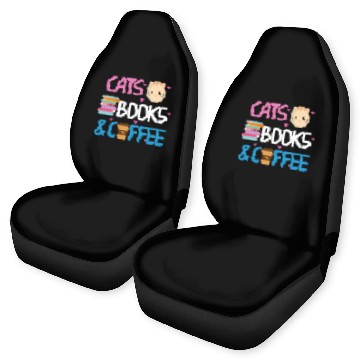 Discover Book Fun Reading Cats And Coffee Book Nerd Cat Lover Kitten Car Seat Covers