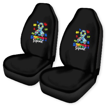 Discover Autism Puzzle Support Squad Autism Awareness Month Puzzle Piece Ribbon Baseball Tees Car Seat Covers