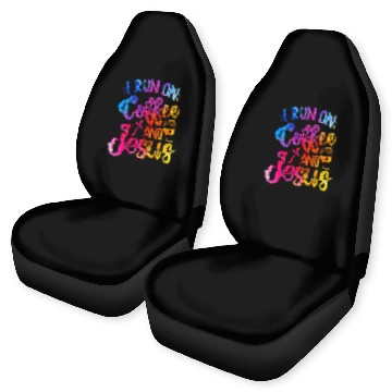 Discover Coffee Fun I Run On Coffee And Jesus Christian Coffee 2 Car Seat Covers