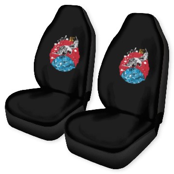 Discover Two Asian Koi Fish on Waves Mountain Car Seat Covers
