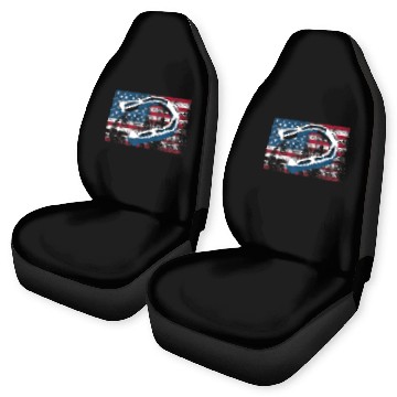 Discover Cool Horseshoe Pitching USA Flag Funny US Pitcher Car Seat Covers