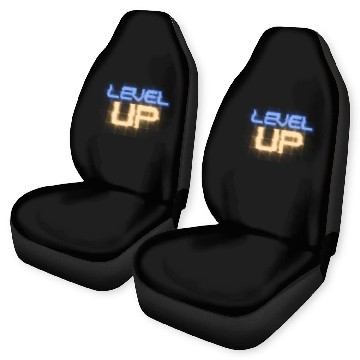 Discover Black Level Up Neon Typography Car Seat Covers