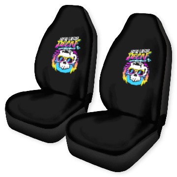Discover Death Before Decaf (Skull Mug) Retro Neon 80s 90s Car Seat Covers