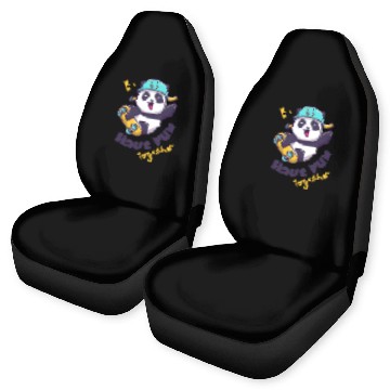 Discover White Illustration Fun Cute Panda Car Seat Covers
