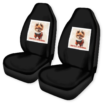 Discover Sweet Miniature Spitz pomeranian in a Christmas. Car Seat Covers