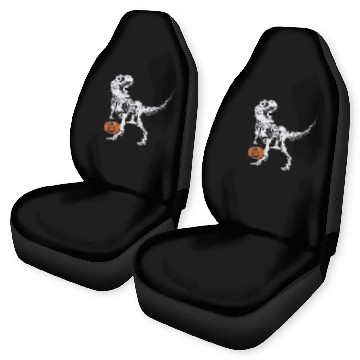 Discover Skeleton T Rex & Pumpkin - Halloween Car Seat Covers
