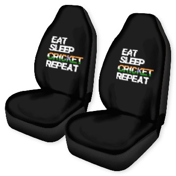 Discover Eat Sleep Cricket Repeat IND Flag Sports Gift Car Seat Covers
