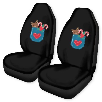 Discover Christmas moose peppermint pocket Car Seat Covers
