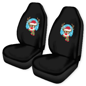 Discover Cute Rudolph Red-Nosed Reindeer Christmas Design Car Seat Covers