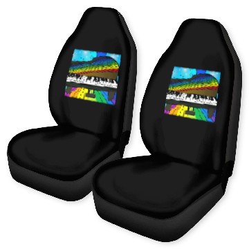 Discover piano in front of a colorful rainbow Car Seat Covers