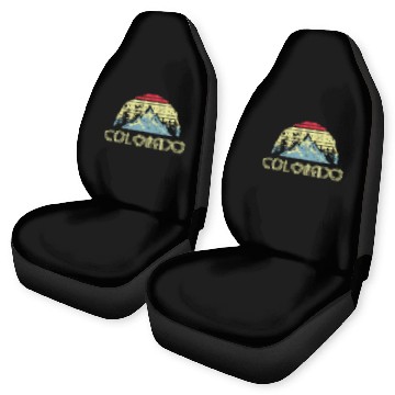Discover Colorado Car Seat Covers - Retro Vintage Mountains Nature Hiki