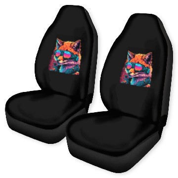 Discover Retro Futuristic Synthwave Fox Car Seat Covers