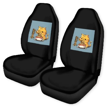 Discover Japanese cat eating spaghetti Car Seat Covers