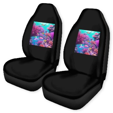 Discover Viral magenta coral reef with tropical fish Car Seat Covers