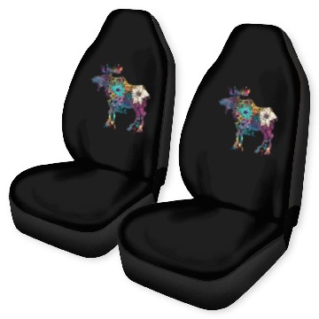 Discover Floral Moose Elk Deer Wild Animal Watercolor Car Seat Covers