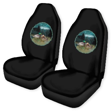 Discover Duck couple in the duck pond at night & moonlight Car Seat Covers