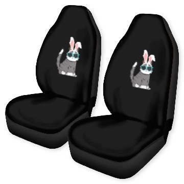 Discover Happy Easter Cat With Bunny Ears And Glasses Cat Car Seat Covers