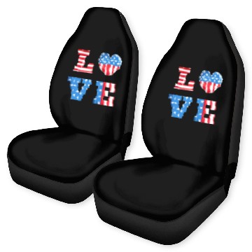 Discover LOVE America Independence Day USA Patriots Car Seat Covers