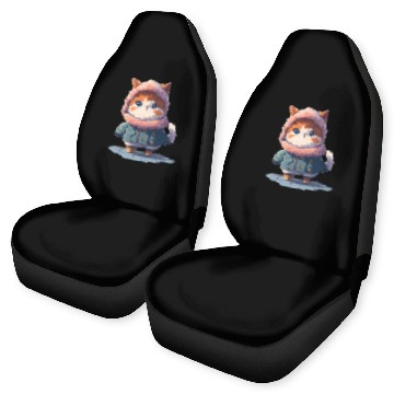 Discover Kawaii cat wearing winter cloths - for cat lovers Car Seat Covers