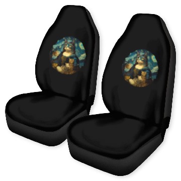 Discover Mona Lisa With Cats Starry Night Van Gogh Painting Car Seat Covers