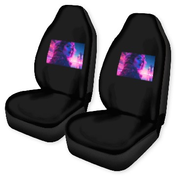 Discover Synthwave Girl - Futuristic Design neon colors Car Seat Covers