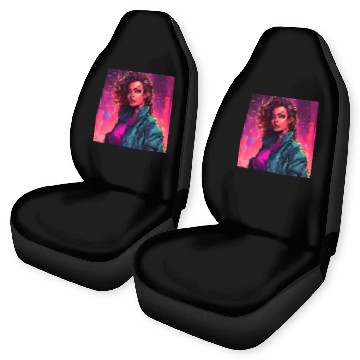 Discover Synthwave City Bloom - Neon Pink Cityscape Car Seat Covers