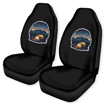 Discover A Camper Sitting By A Campfire Car Seat Covers