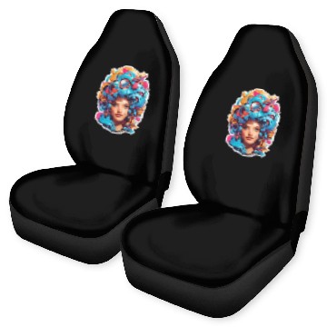 Discover Psychedelic girl with multi color hair. futuristic Car Seat Covers