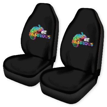 Discover Be fabulous! with rainbow colored chameleon Car Seat Covers