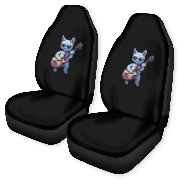 Discover Rock Cat Playing Guitar - Funny Guitar Cat Car Seat Covers