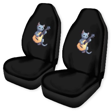 Discover Rock Cat Playing Guitar - Funny Guitar Cat Car Seat Covers