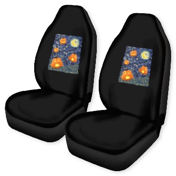 Discover Starry Night with Pumpkins Funny Halloween Art Car Seat Covers