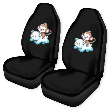 Discover Polar Bear Cute Monkey Companion Car Seat Covers