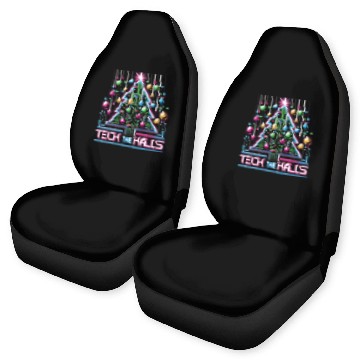 Discover Tech the Halls - Christmas Tree in 8-bit Neon Car Seat Covers
