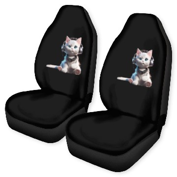 Discover Music Lover Cat V II on Unisex Poly Cotton Car Seat Covers