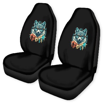 Discover Hipster Wolf Drip Car Seat Covers