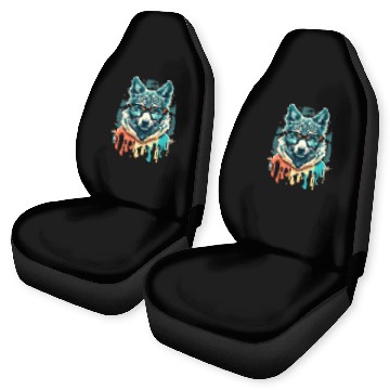 Discover Hipster Wolf Drip Car Seat Covers