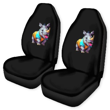 Discover A Cartoonish Rhinoceros in a Playful Pose Car Seat Covers