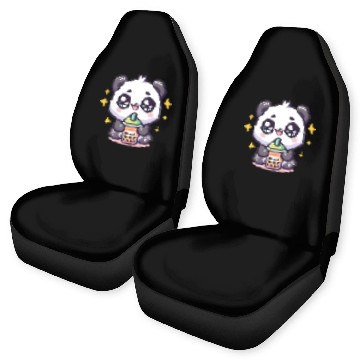 Discover Panda Bubble Tea Boba Kawaii Car Seat Covers