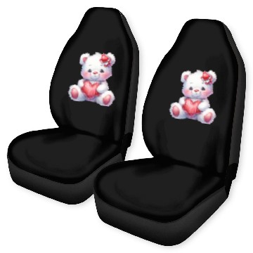 Discover White Teddy Bear Love Valentine's Day Red Heart Car Seat Covers