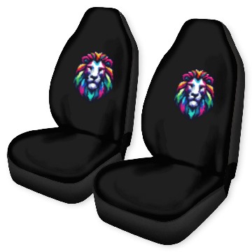 Discover Vibrant Spectrum Lion - Abstract Wildlife Majesty Car Seat Covers