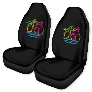 Discover 80s Vintage Miami Retro Neon Pink Flamingo Car Seat Covers