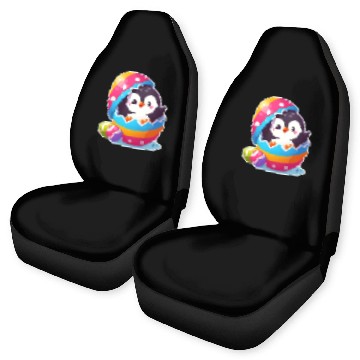 Discover Penguin hatches from colorful Easter egg Car Seat Covers