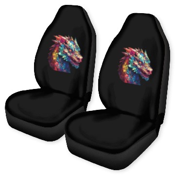 Discover Cerulean Coil: The Stained Glass Dragon Car Seat Covers